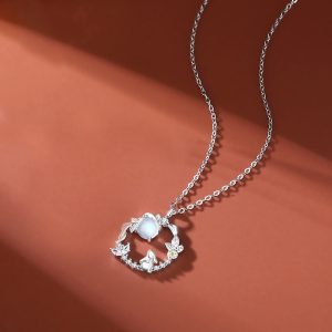 Dây chuyền bạc nữ hình thỏ ngắm trăng