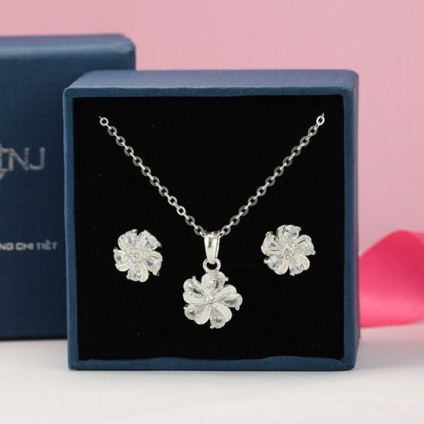 Bộ trang sức bạc hoa 5 cánh